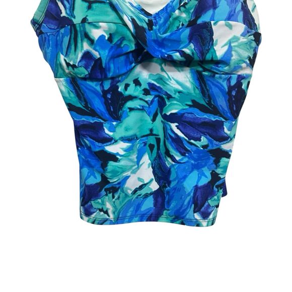 Croft & Barrow Womens Plus 20 W Tankini Swim Top Blue Watercolor Beach Vacation - Picture 3 of 7